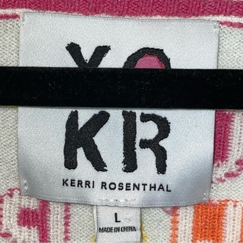 Kerri Rosenthal Multicolored Ribbing @ V Neck & All Hemlines Sz. L - Picture 13 of 13